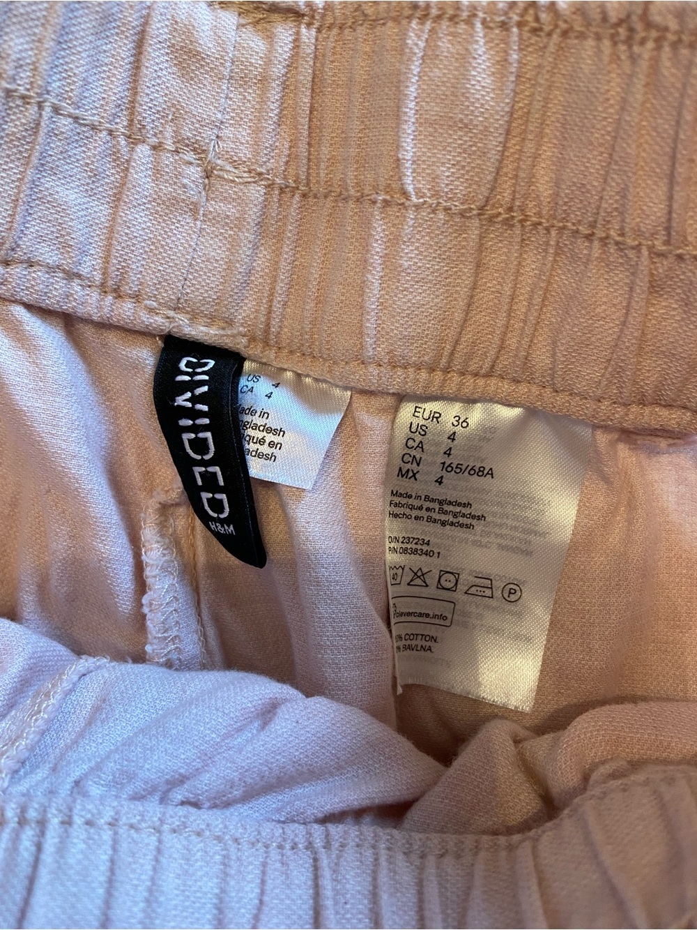 Divided 100% Cotton Baby Pink Wide Leg Pants Women’s Size 4 - Picture 6 of 6